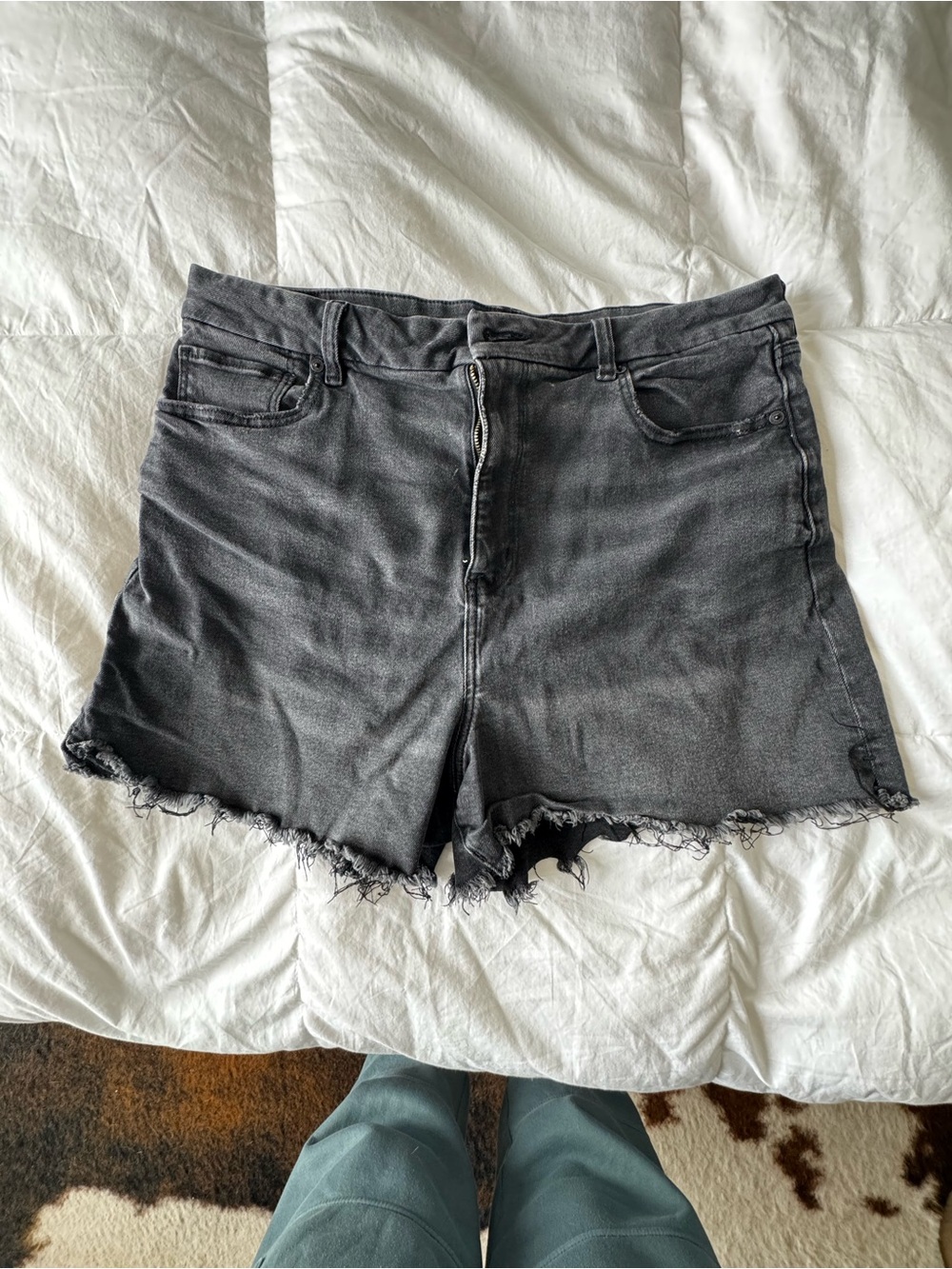 American Eagle plus size 16 faded Black Frayed Hem Denim Shorts